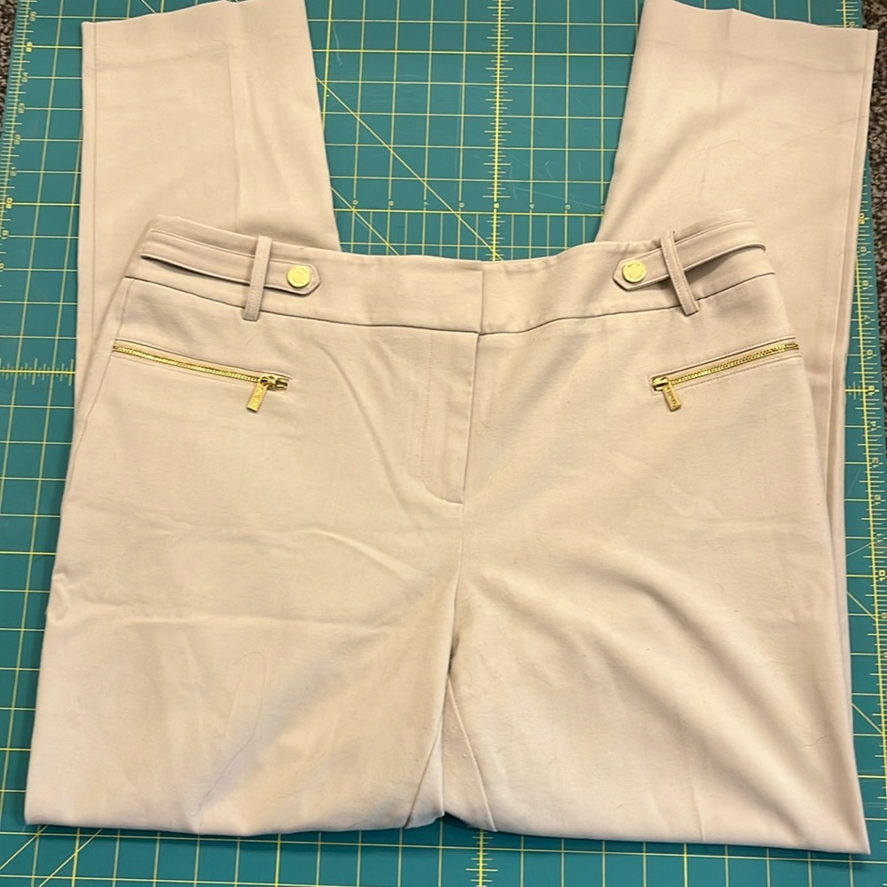 Vintage Calvin Klein beige pants with gold detail size 10